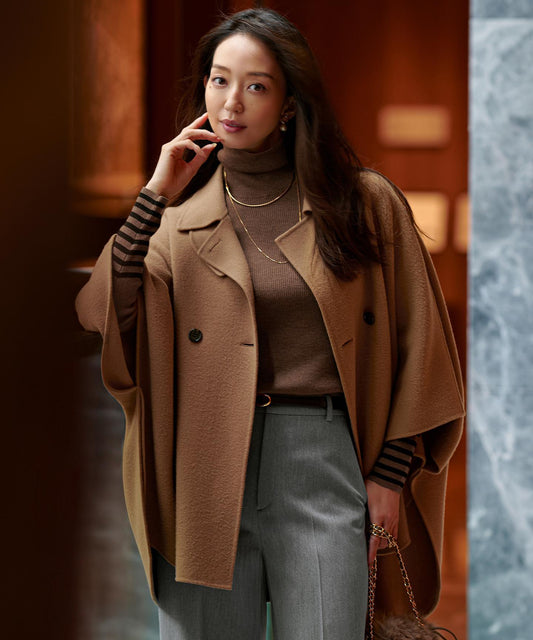 ウールライトリバー ポンチョシルエット コート