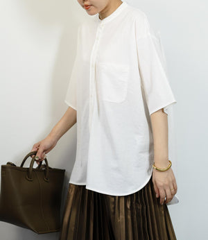 接触冷感バンドカラーシャツ