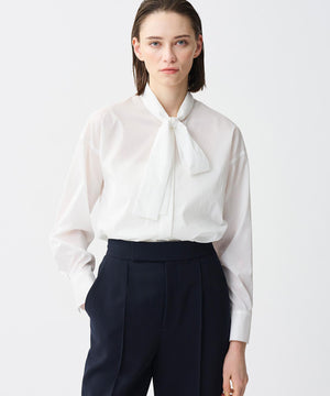 シルクライクタフタ ボウタイブラウス