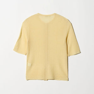 ウールナイロン クルーネックハーフスリーブカーディガン