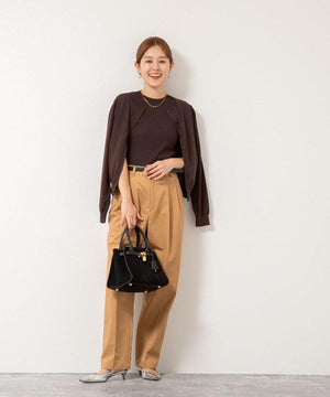 天竺クルーネックカーデ