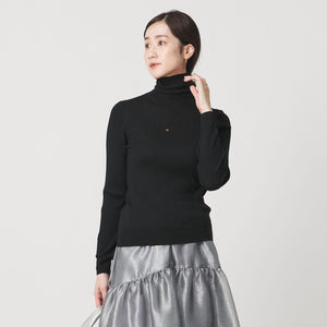 リブ タートルネック ニット