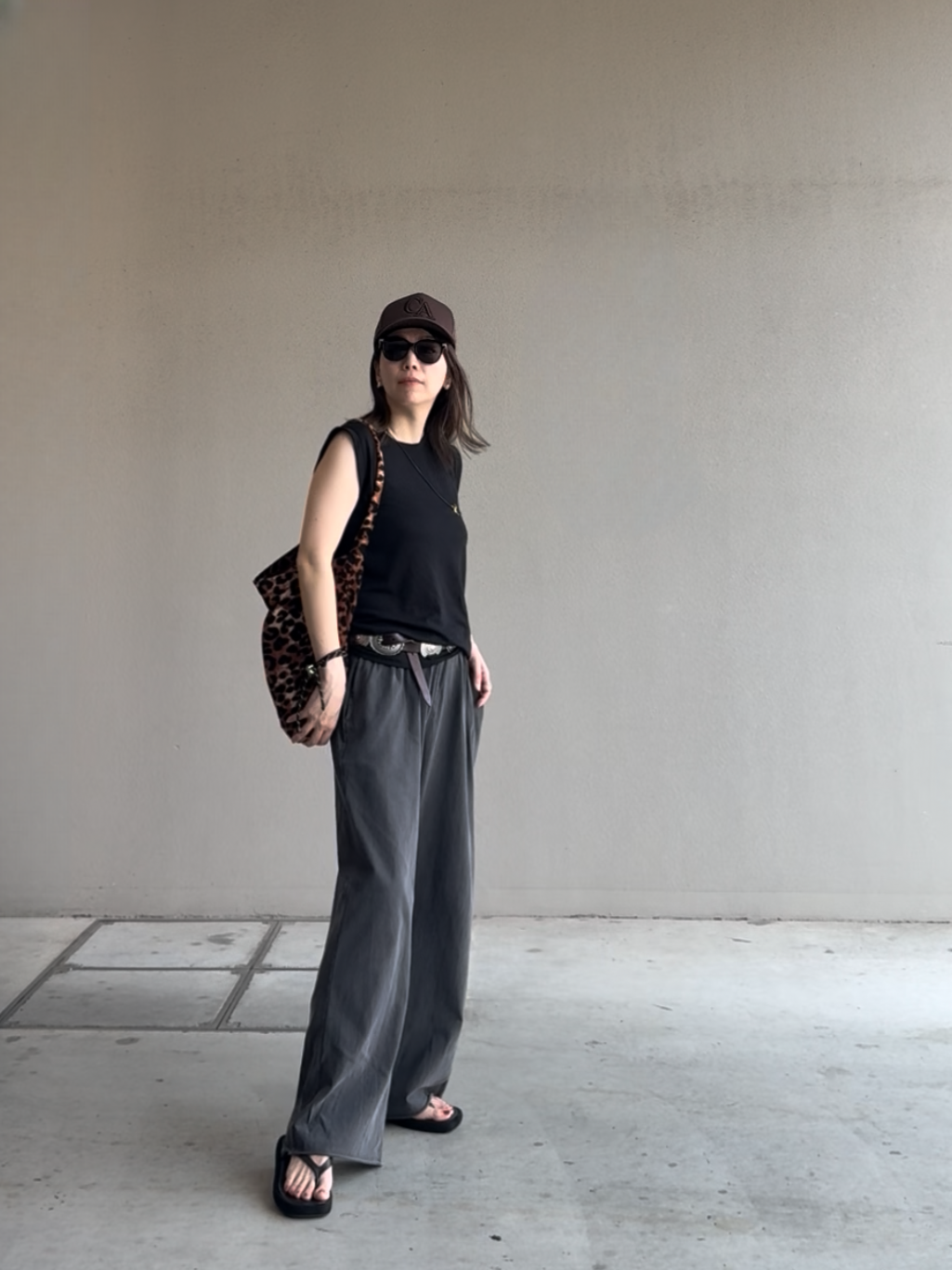 ワンハンドルレオパードトートバッグ