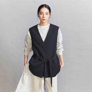 【WEB限定 Wardrobe DAILY MINIMAL】ダブルクロス リボンベルトジレ -ウォッシャブル-