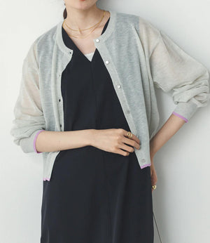 バイカラーシアーニットカーディガン