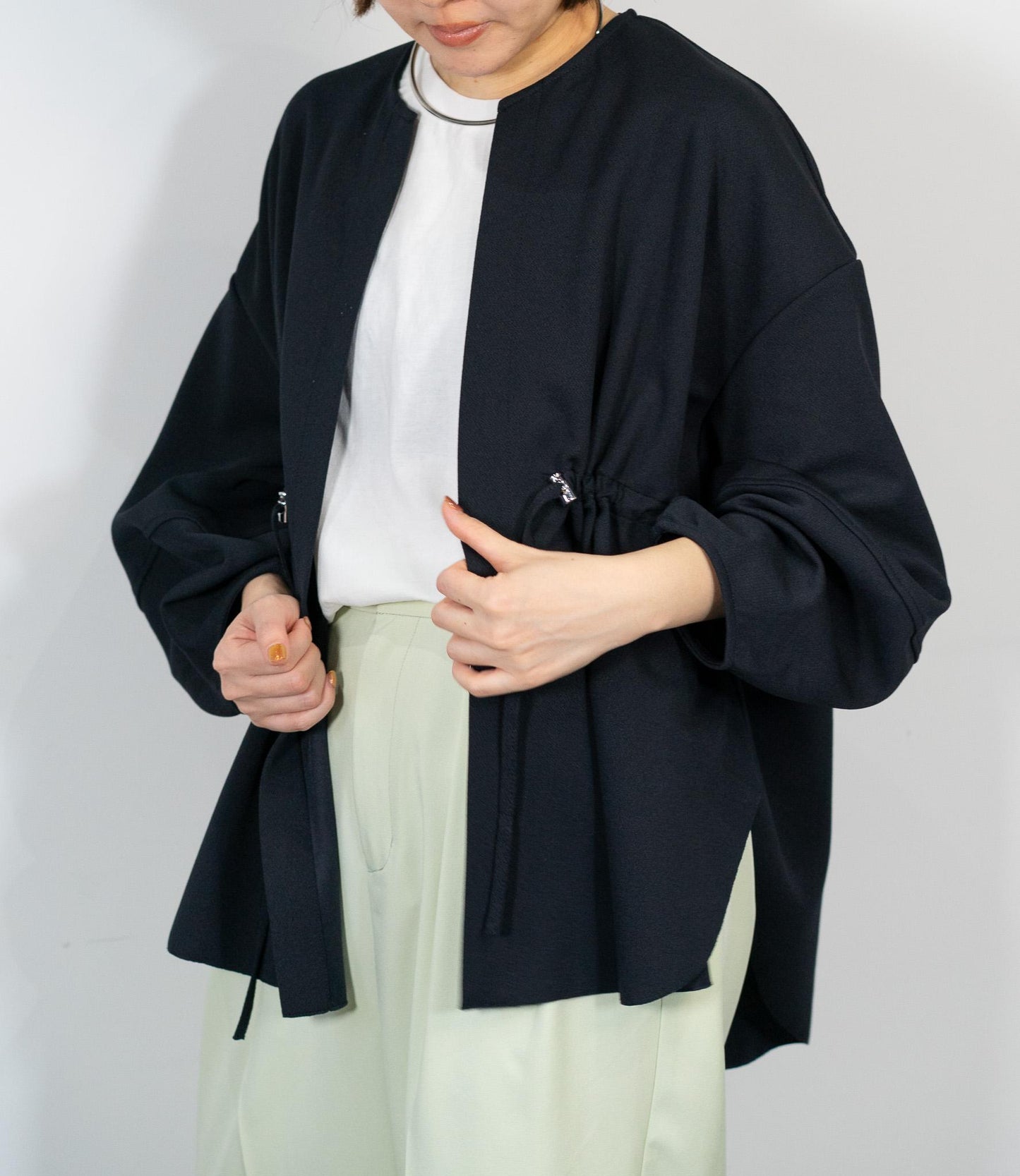 カットジョーゼットウエストマークブルゾン