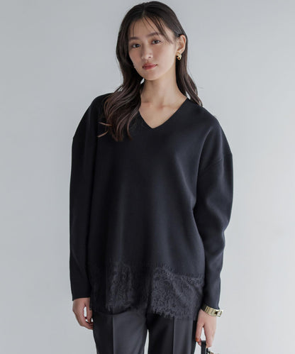 レースモチーフニットプルオーバー