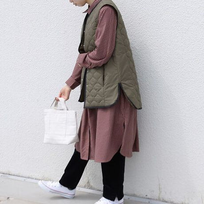 キルティングロングベスト