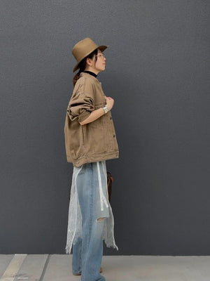 ノーカラーウォッシュブルゾン