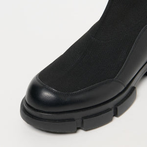 ニット レザーライク ブーツ 撥水/晴雨兼用