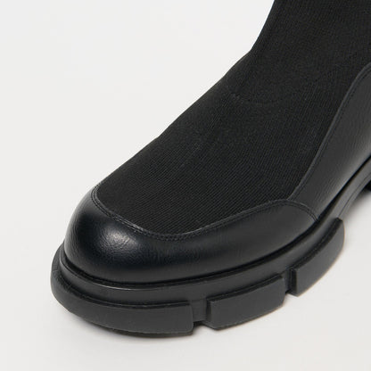 ニット レザーライク ブーツ 撥水/晴雨兼用