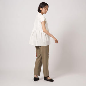 スタンドネック ペプラム フレンチスリーブ ブラウス