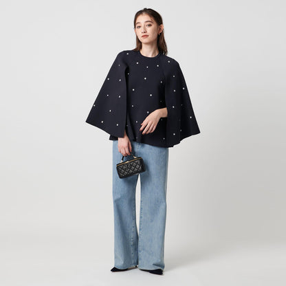 エンブロイダリー フラワー ケープニット ‐ウォッシャブル‐