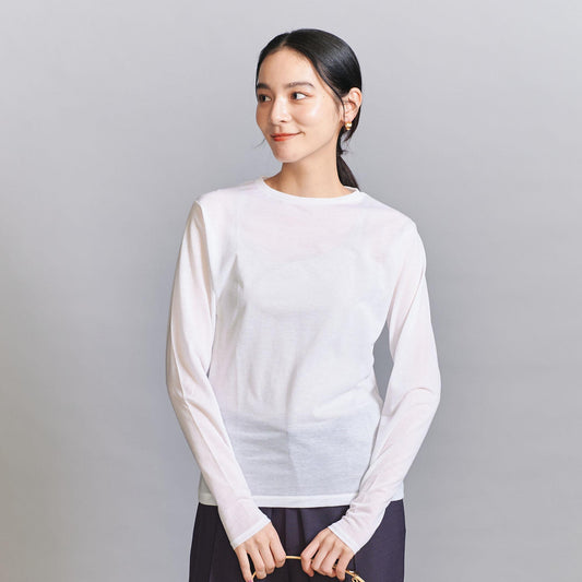 コットンナイロン天竺 シアー クルーネック Tシャツ