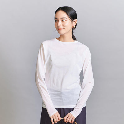 コットンナイロン天竺 シアー クルーネック Tシャツ