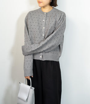 ドットニットブルゾンカーディガン
