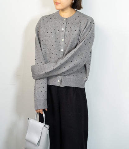 ドットニットブルゾンカーディガン
