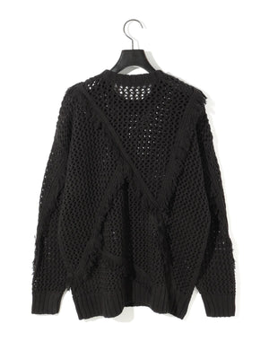 MIDIUMISOLID for Ladies フリンジメッシュプルオーバー