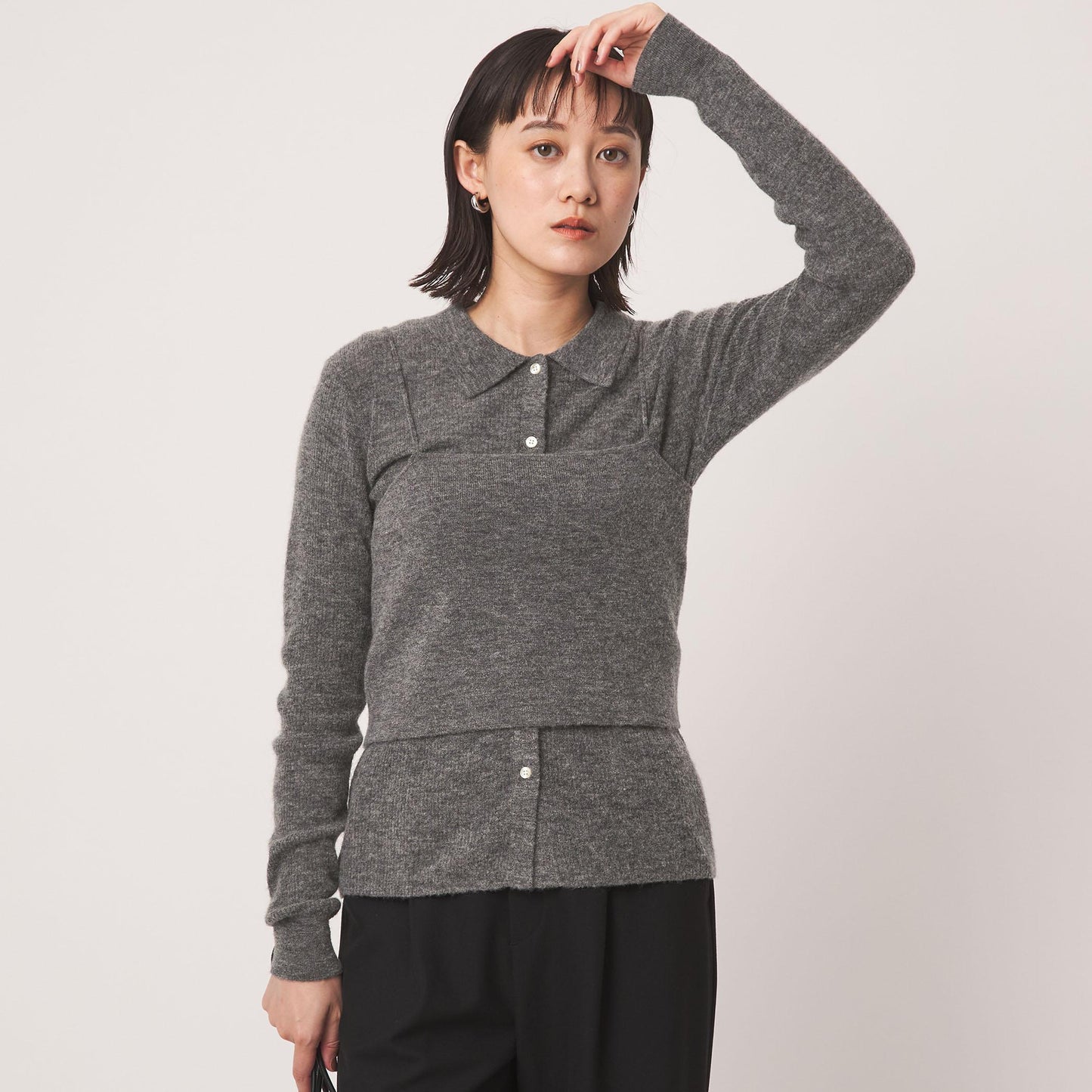 ポロニット カーディガン × ビスチェ ニット セット