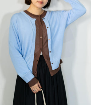 レイヤード風バイカラーカーディガン