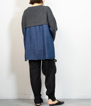 デニムドッキングケーブルニット