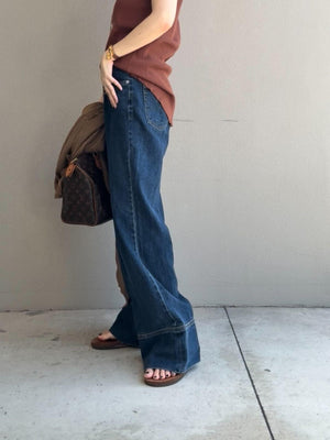 パネルヘムストレートデニム