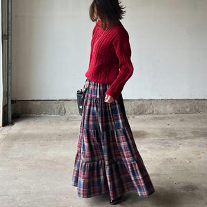 くすみタータンチェックティアードスカート