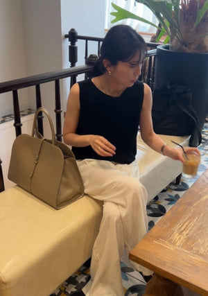 ボートネッククロップタンクニット