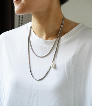 スネークチェーン淡水パールトップネックレス