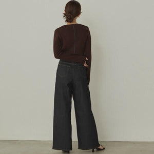 バイカラースリムニットプルオーバー