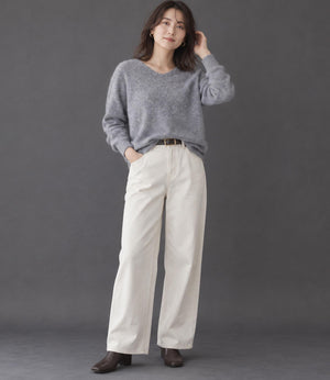 ウールカシミアホールガーメントVネックニット