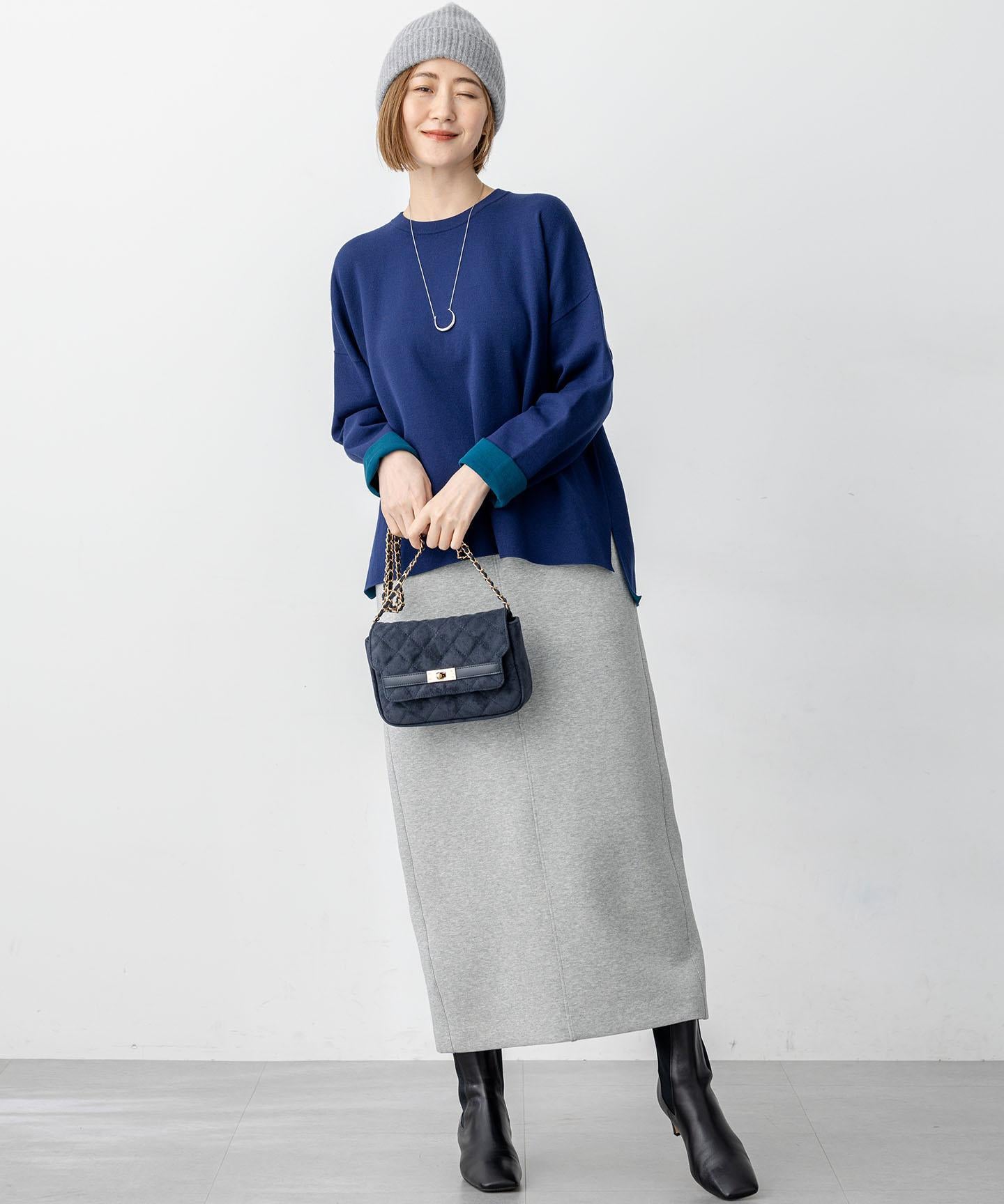 ダブルフェイス プルオーバー ニット