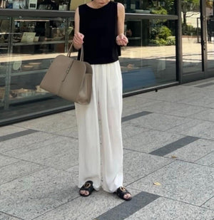 リネンブレンド ストレートイージーパンツ