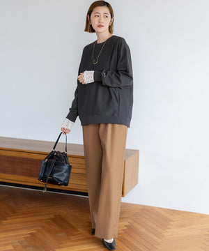 ナチュラルコットンベア レースレイヤード カットソー