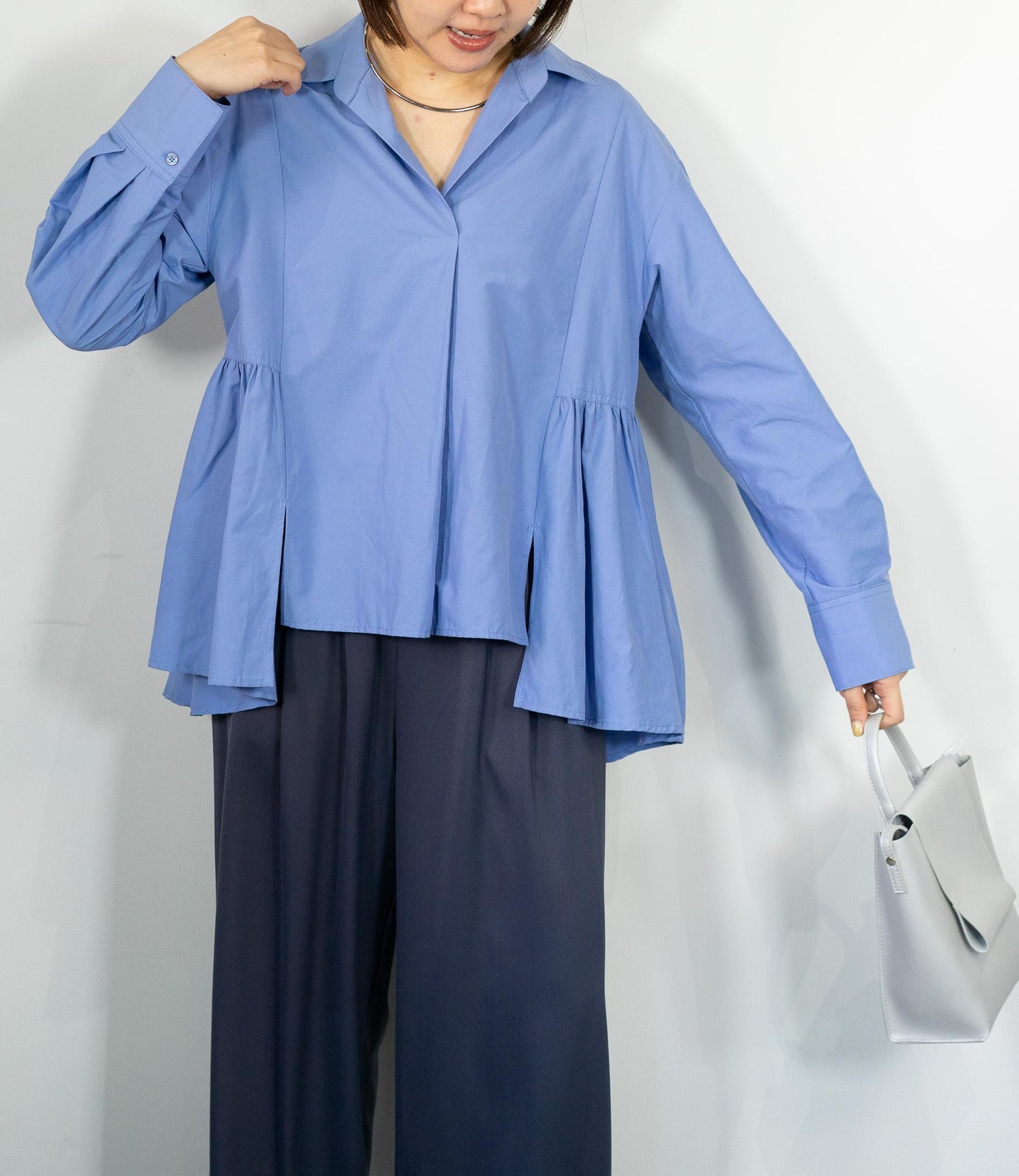 パネルペプラムスキッパーシャツ