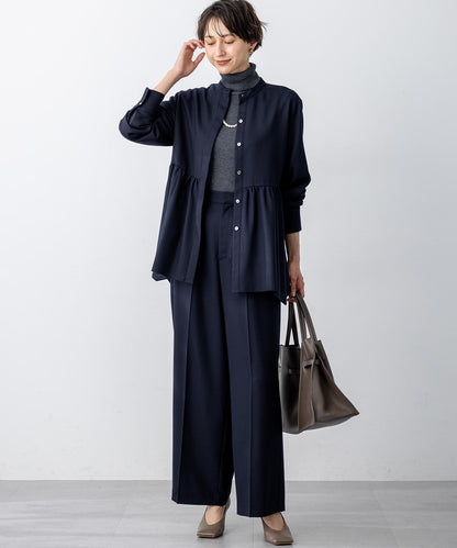 ウーステッドウール リブタートル ニット