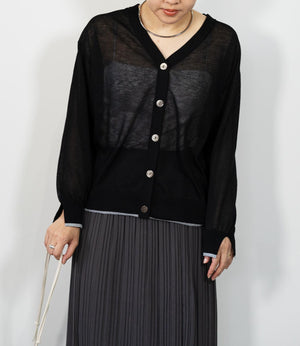 シアーラメバイカラーカーディガン