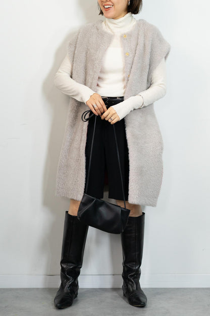 バイカラーテープシャギーニットベスト