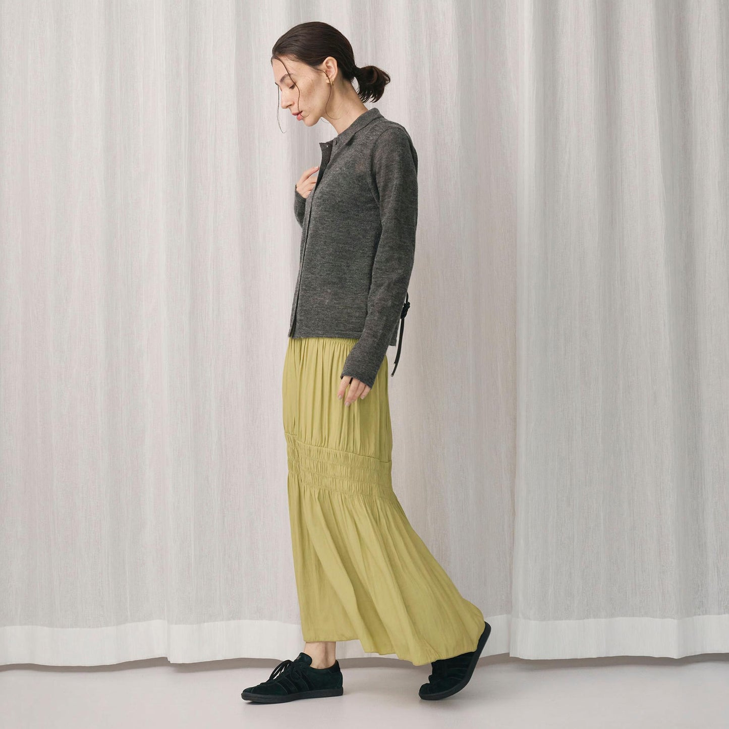 【WEB限定】シャーリング キリカエ フレアスカート