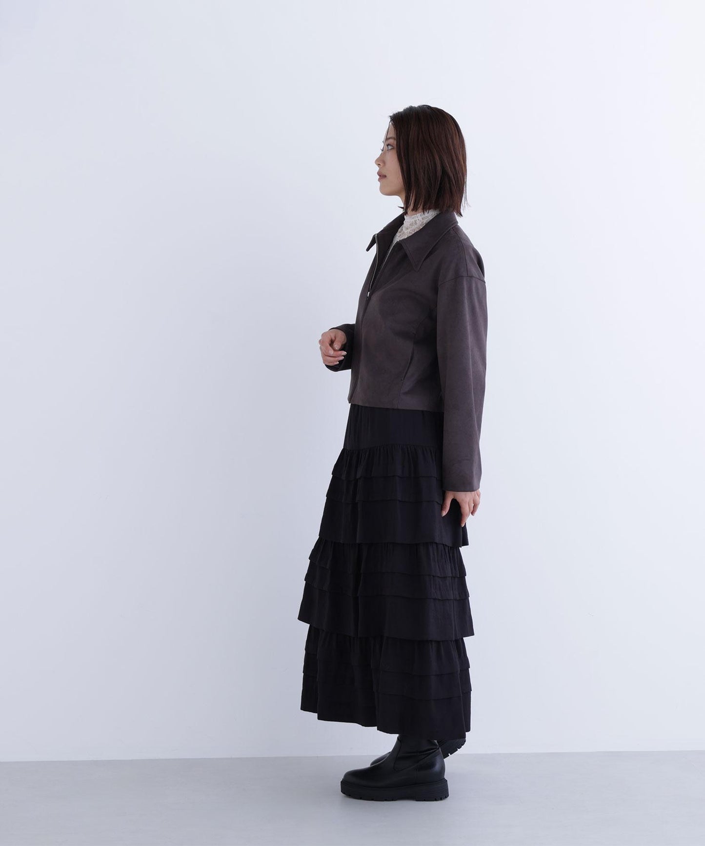 ステンカラーフェイクスエードブルゾン