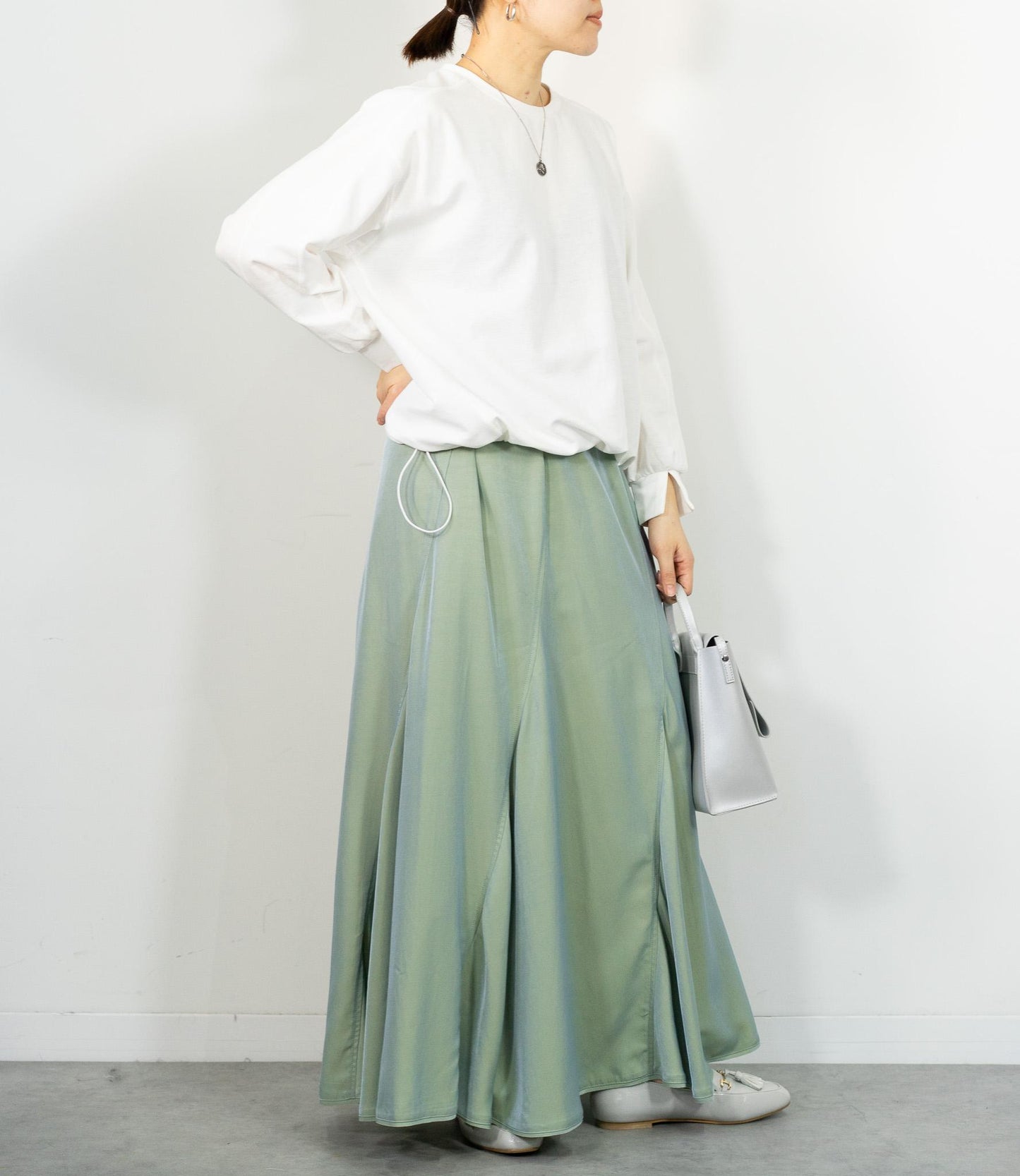 シャンブレーパネルスカート