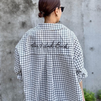 Don't look Back バックロゴ刺繍 チェックシャツ