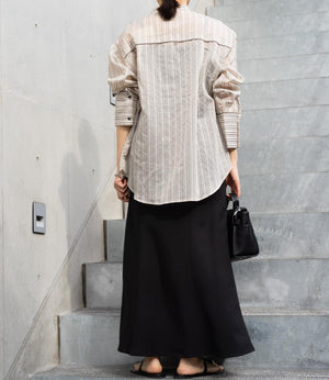 シアーストライプパイピングシャツ