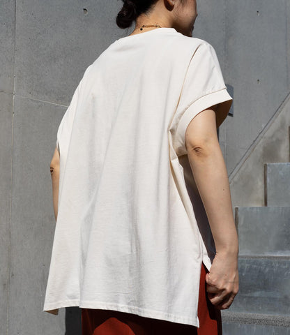 【接触冷感】フレンチスリーブチュニックカットソー