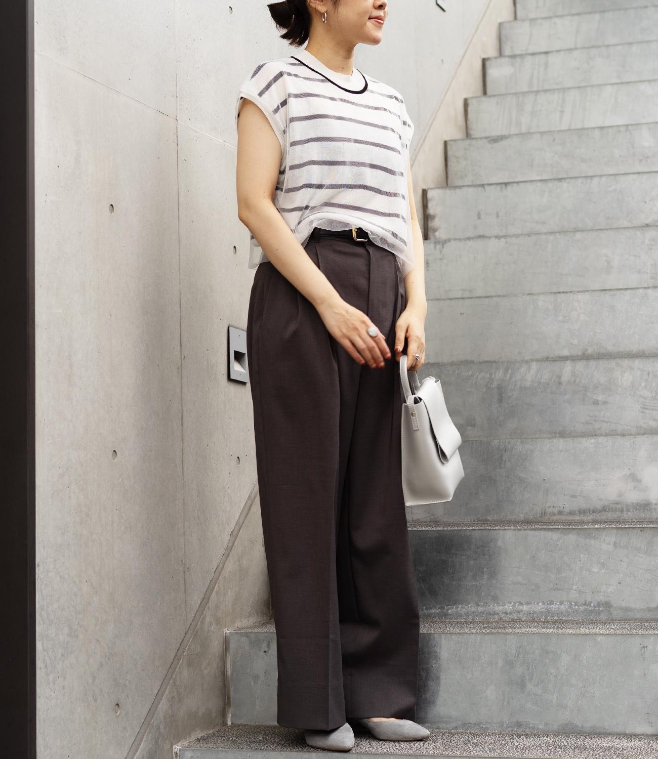 チュールレイヤードボーダーニット