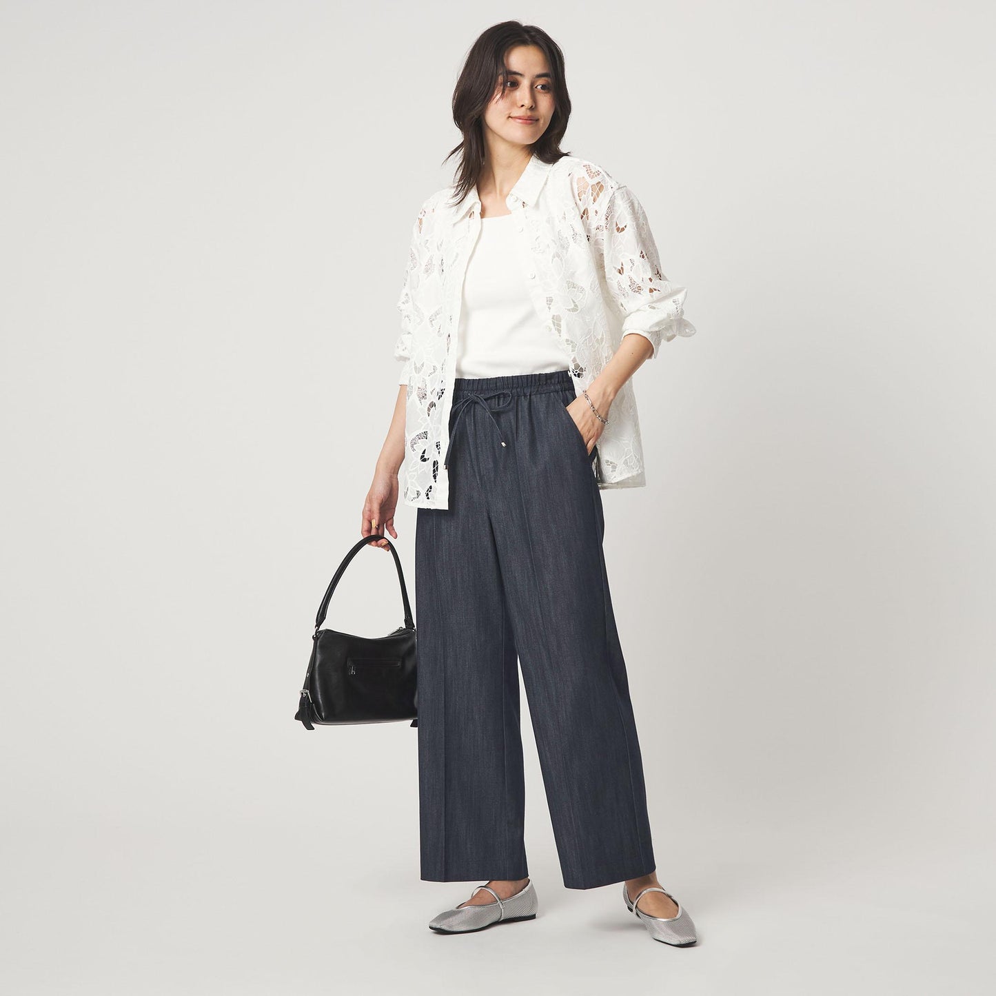 ［size SHORT/TALLあり］ニーハイフレアパンツ デニム 2 ストレッチ