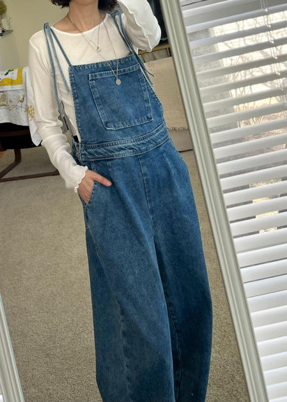 にゃっこ★CHECK&COFFEE デニムサロペット ブルー デニムサロペット – &DROBE (アンドローブ)