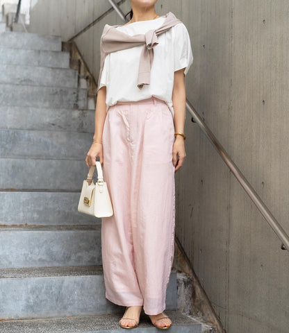 ナイロンツイルタックストレートパンツ