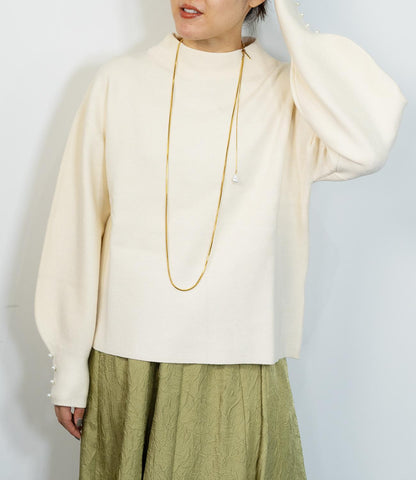 袖パールふわり袖ニット