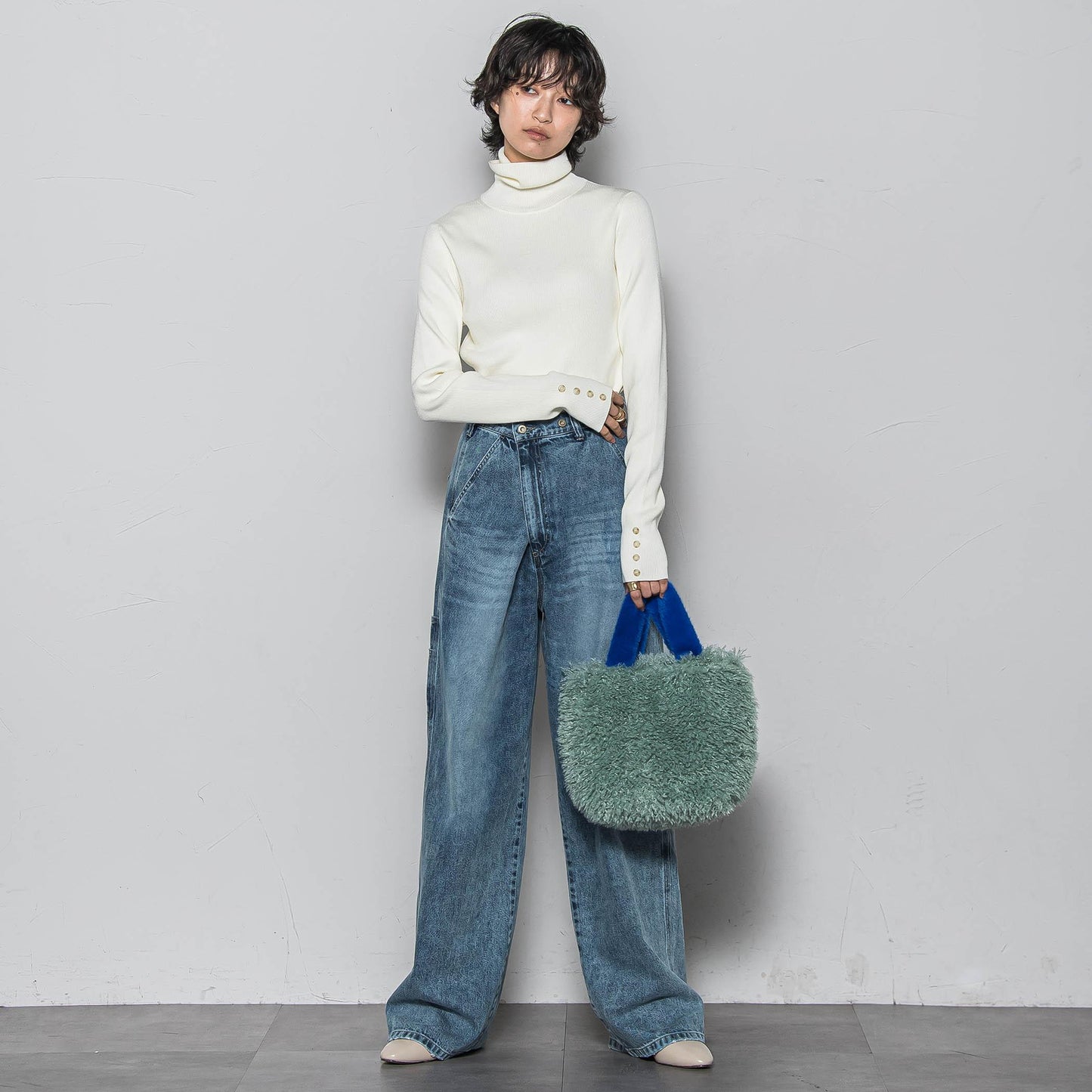 リブタートルニットプルオーバー≪手洗い可能≫